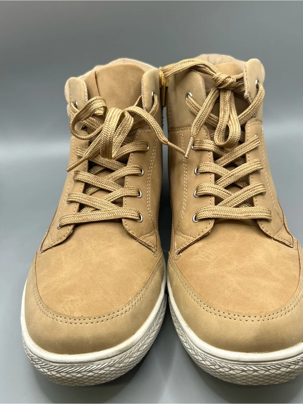 Steve Madden Shoes Kids Size 7 Brown BDILAN Taupe Zip High Top Sneakers Casual